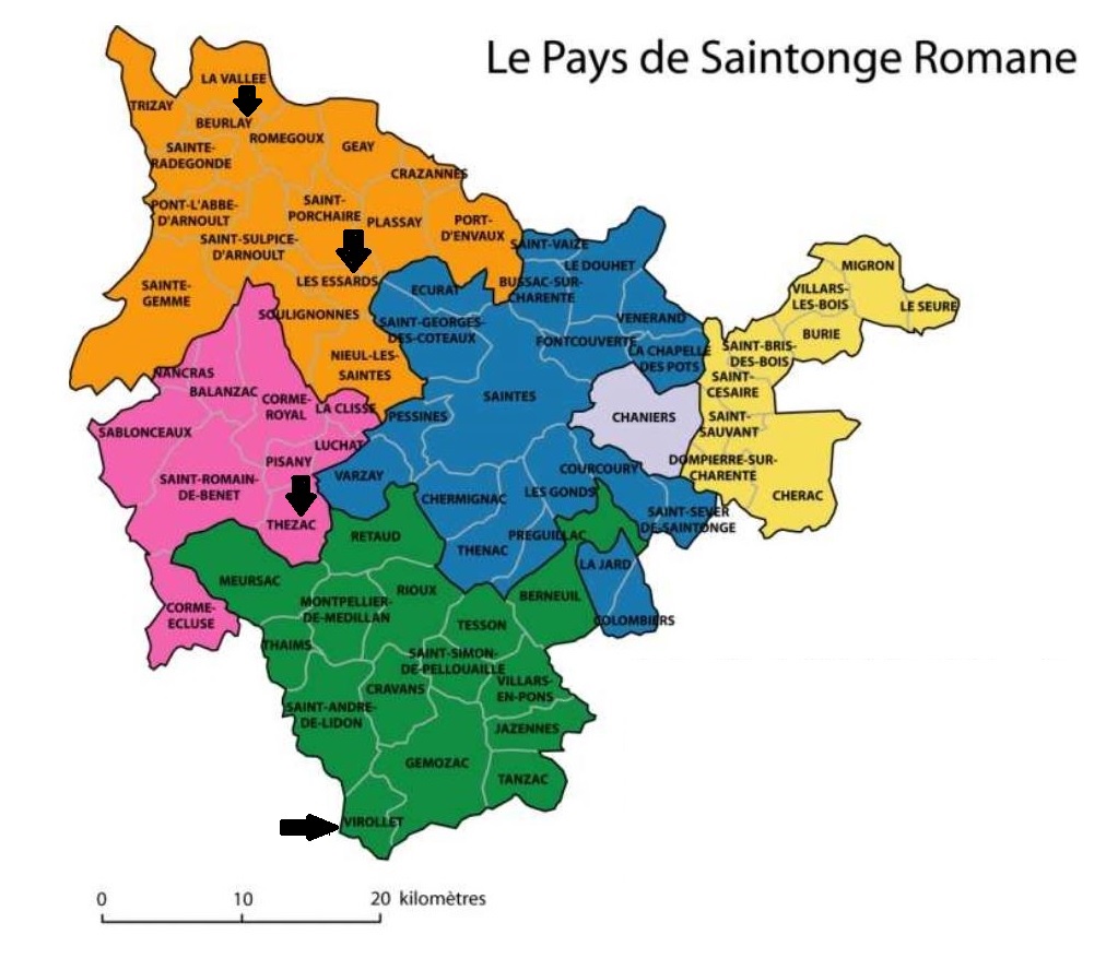 Carte du Pays de Saintonge Romane